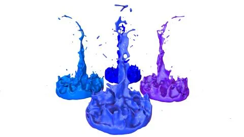 Paints dance on white background. Simulation of 3d splashes of ink on a musical Stock Illustration