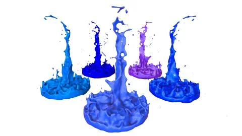 Paints dance on white background. Simulation of 3d splashes of ink on a musical Illustrazione stock