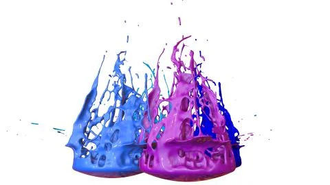 Paints dance on white background. Simulation of 3d splashes of ink on a musical Illustrazione stock