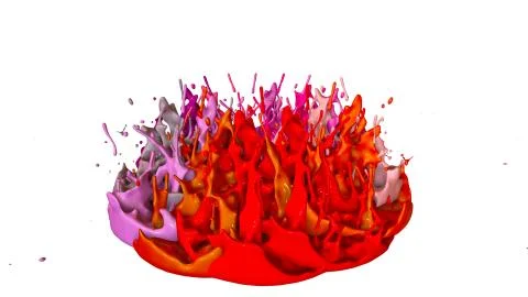 Paints dance on white background. Simulation of 3d splashes of ink on a musical 스톡 일러스트