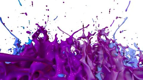 Paints dance on white background. Simulation of 3d splashes of ink on a musical 스톡 일러스트