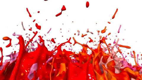 Paints dance on white background. Simulation of 3d splashes of ink on a musical Stock Illustration