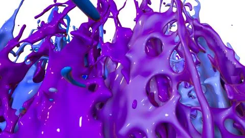 Paints dance on white background. Simulation of 3d splashes of ink on a musical Stock Illustration