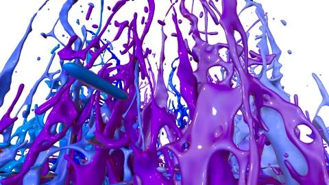Paints dance on white background. Simulation of 3d splashes of ink on a musical Stock Illustration