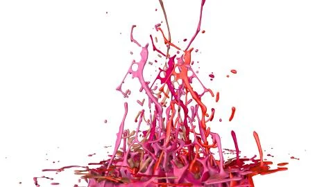 Paints dance on white background. Simulation of 3d splashes of ink on a musical Stock Illustration