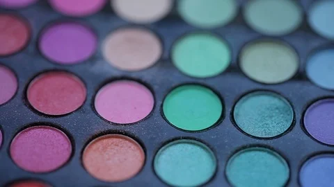 Paints for make-up Macro 100mm slider camera smooth motion Stock Footage 114454884