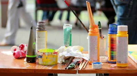 Paints table Stock Footage 11974211