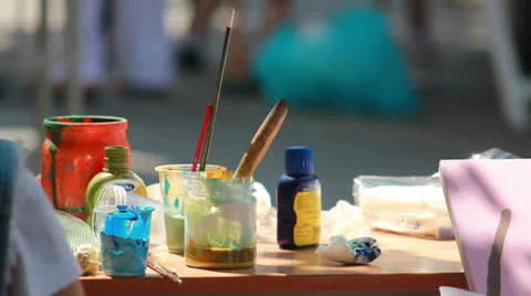 Paints table Stock Footage 23619540
