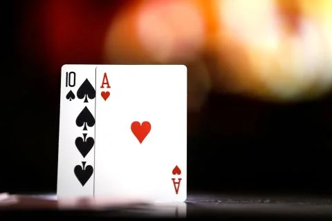 A pair of aces on a deck of playing cards Stock Photos