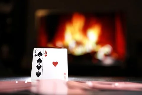 A pair of aces on a deck of playing cards Stock Photos
