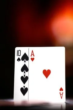 A pair of aces on a deck of playing cards Stock Photos