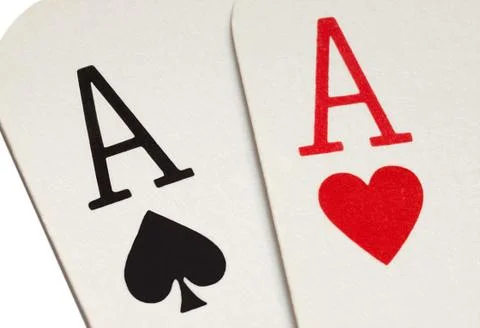 A pair of aces playing cards macro close up. Stock Photos