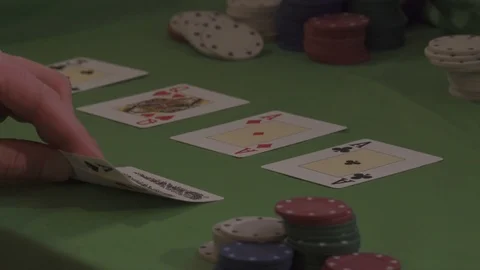 PAIR OF ACES POKER ALL IN Stock-Footage 101264785