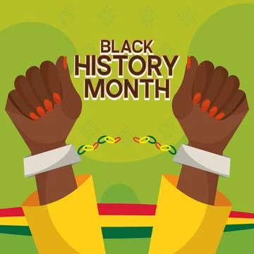 Pair of afro american hands with broken handcuffs Black history month Vector Stock Illustration