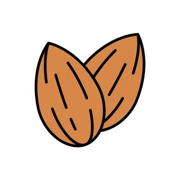 Pair of Almond Nuts Filled Icon Stock Illustration