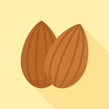 Pair of Almond Nuts Flat Vector Illustration Stock Illustration