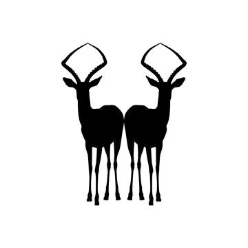 Pair of the Antelope Silhouette Stock Illustration