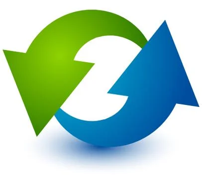 Pair of arrows in circle. Circular arrows. Recycling, loop or cycle icon, sym Stock Illustration