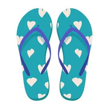 Pair of beach slippers. Summer flip flops. Flat vector illustration Stock Illustration