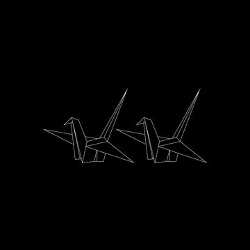Pair Bird Polygonal Lines Ilustração Stock