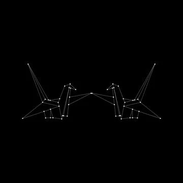 Pair Bird Polygonal Lines Ilustração Stock