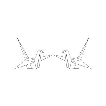 Pair Bird Polygonal Lines Ilustração Stock
