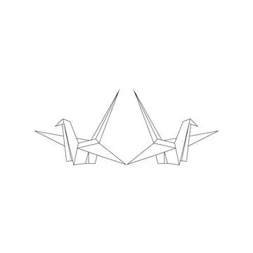 Pair Bird Polygonal Lines Ilustração Stock