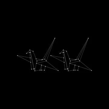 Pair Bird Polygonal Lines Ilustração Stock