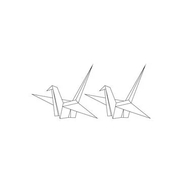Pair Bird Polygonal Lines Ilustração Stock