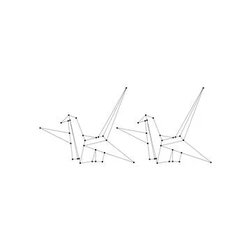 Pair Bird Polygonal Lines Stock Illustration