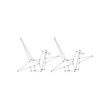 Pair Bird Polygonal Lines Ilustração Stock