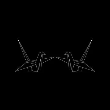Pair Bird Polygonal Lines Ilustração Stock