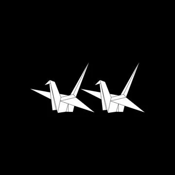 Pair Bird Shape Inspired by Origami Form Stock Illustration