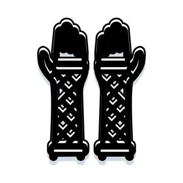 Pair of black gloves with pattern design Ilustração Stock