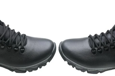 Pair of black leather warm boots.Winter footwear Stock Illustration