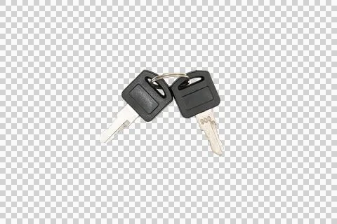 Pair of black plastic ignition keys on keyring Stock Photos