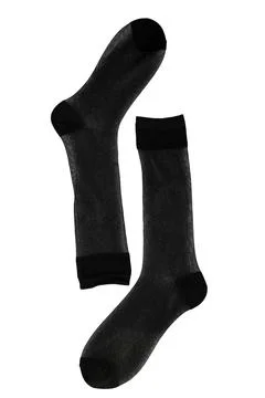 A pair of black socks on a white background Stock Photos