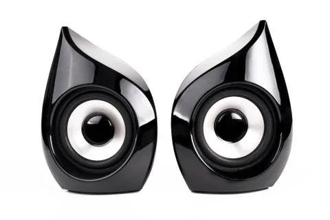 Pair of black speakers Stock Photos