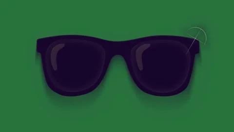 A pair of black sunglasses on green background and green screen animated Video stock 335681515