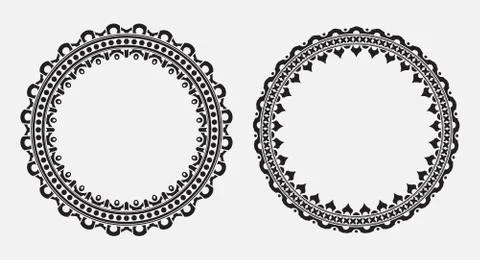 Pair of black vector round frames for your design. Illustrazione stock
