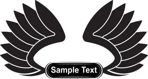 Pair of black vector wings with copyspace for text. Ilustración de archivo