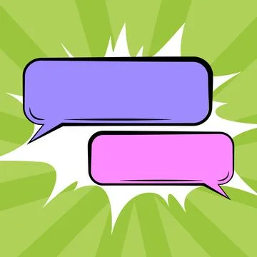 Pair Of Blank Color Speech Bubbles Of Rectangular Shape With Copy Space Over Ilustração Stock