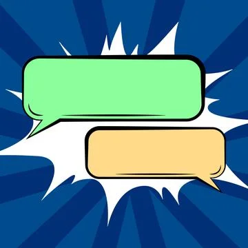 Pair Of Blank Color Speech Bubbles Of Rectangular Shape With Copy Space Over Ilustração Stock