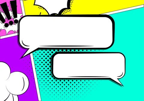 Pair Of Blank Speech Bubbles Of Rectangular Shape With Copy Space Over Color Ilustração Stock