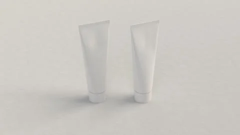 Pair of blank white tubes of toothpaste, cream or gel Stock Illustration