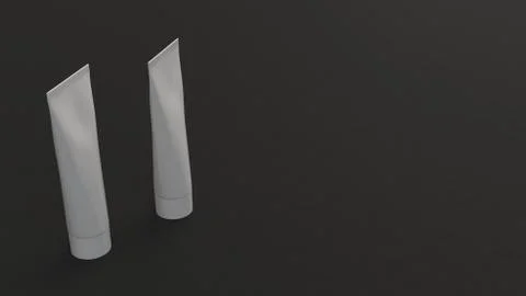 Pair of blank white tubes of toothpaste, cream or gel Stock Illustration