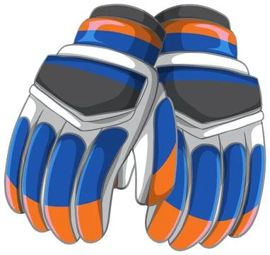 Pair of Blue and Orange Cricket Batting Gloves for Sports Equipment Ilustração Stock
