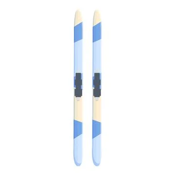 Pair of blue and white mountain skis standing upright Ilustración de archivo