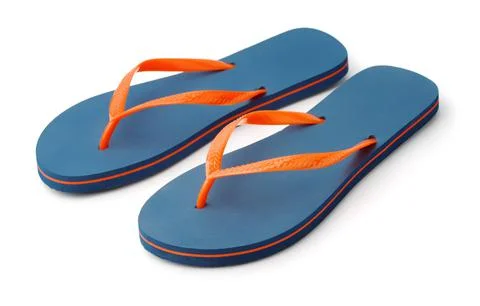 Pair of blue flip flops Stock Photos