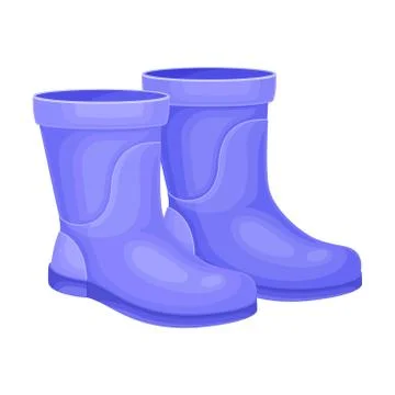 Pair of Blue Rubber Boots for Walking Outside in Rainy Weather Vector Stock Illustration